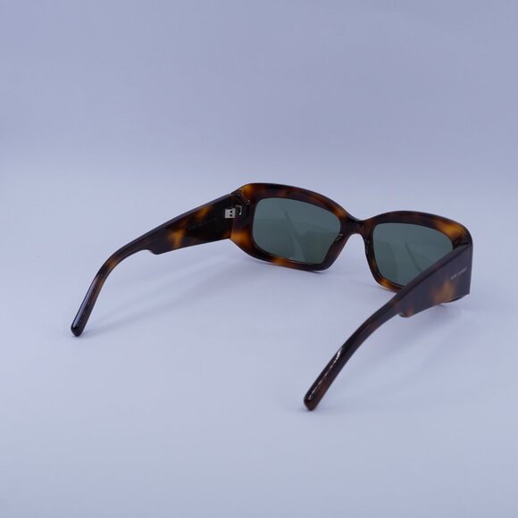 Saint Laurent SL418 002 Sunglasses Havana Rectangle Frame, Green Lenses - Picture 5 of 11